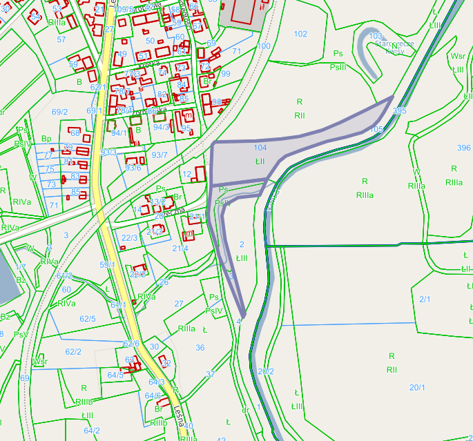 mapa terenu przy ul. Rzecznej i Rzemieślniczej